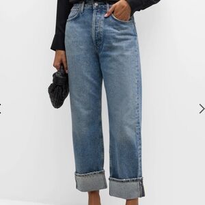 Agolde Fran Low Slung Straight in medium wash denim size 25 RUNS LARGE